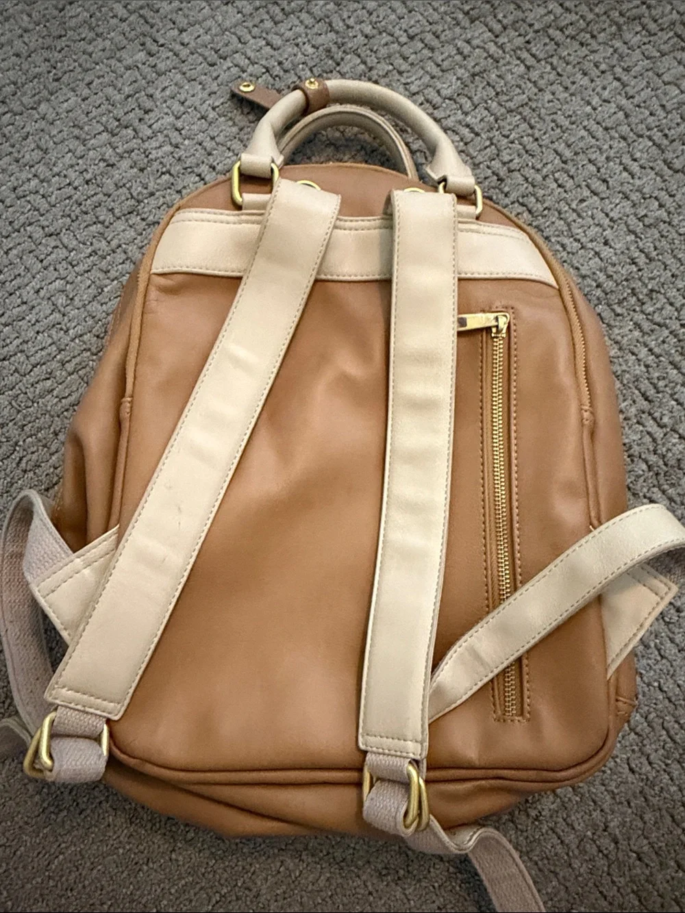 Fawn Design Two-Tone Tan and Cream Leather Backpack